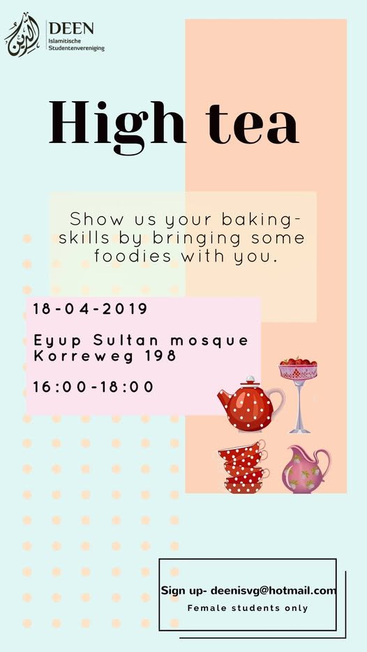 Flyer voor High tea, 18 april 2019.
