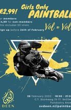 Flyer voor Paintball voor zusters, 26 februari 2020.