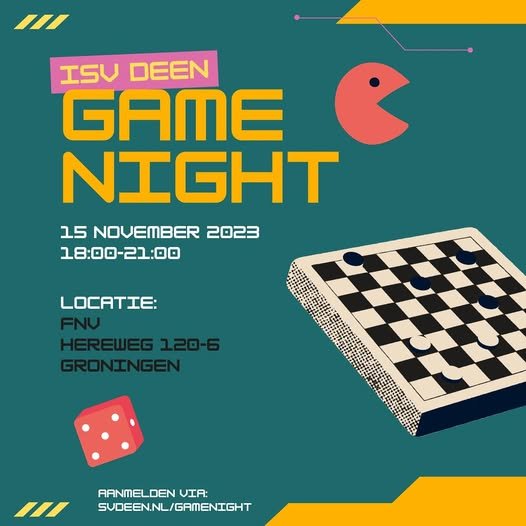 Flyer voor Game Night, 15 november 2023.